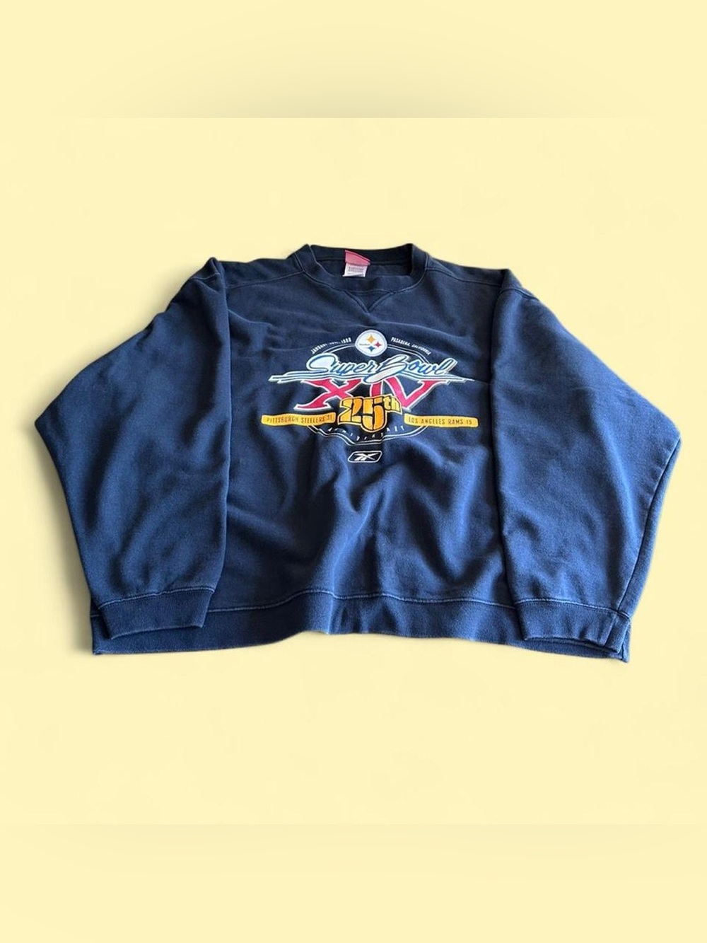Vintage Reebok Super Bowl XIV Pittsburgh Steelers Vs Rams Sweatshirt XL